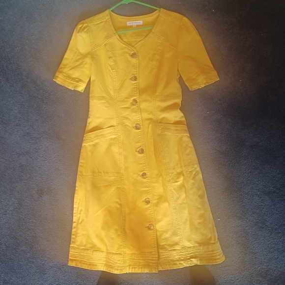 Downeast Womens Yellow Buttondown Sheath Medium Dress - Picture 4 of 4